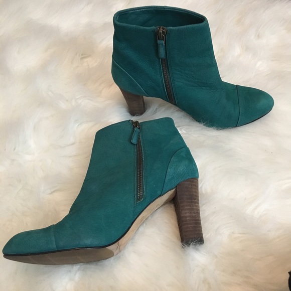 Cole Haan Shoes - Cole Haan Teal Suede Zip Up Heeled Boots